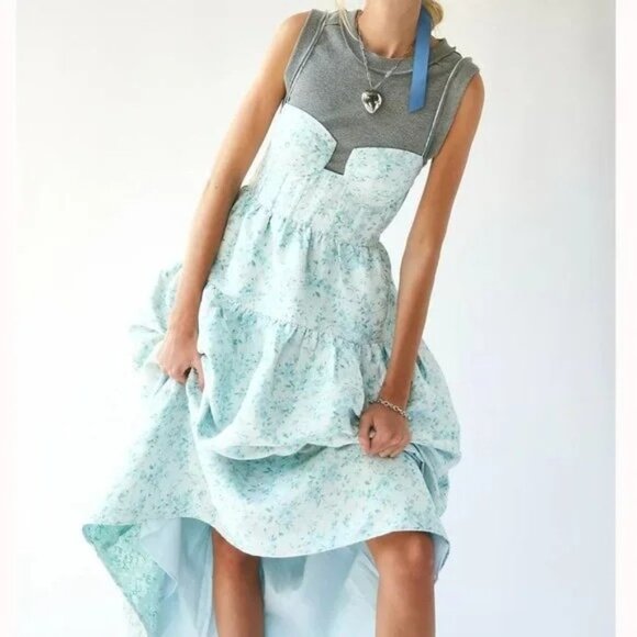 Maison Amory The Windsor Maxi Dress Womens L Blue Whimsical Elegant Enchanting - Picture 3 of 12